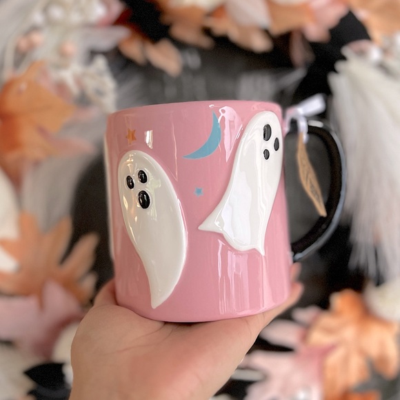 ✨NEW👻LANG Pink Ghosts Mug with Black Handle🩷 - Picture 3 of 6